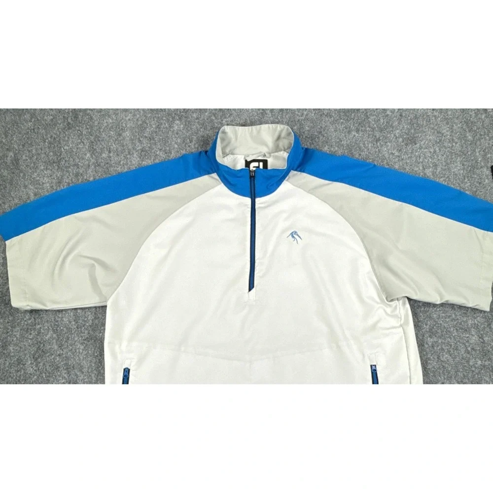 FootJoy Mens Large White Golf Windbreaker Pullover Quarter Zip Short Sleeve